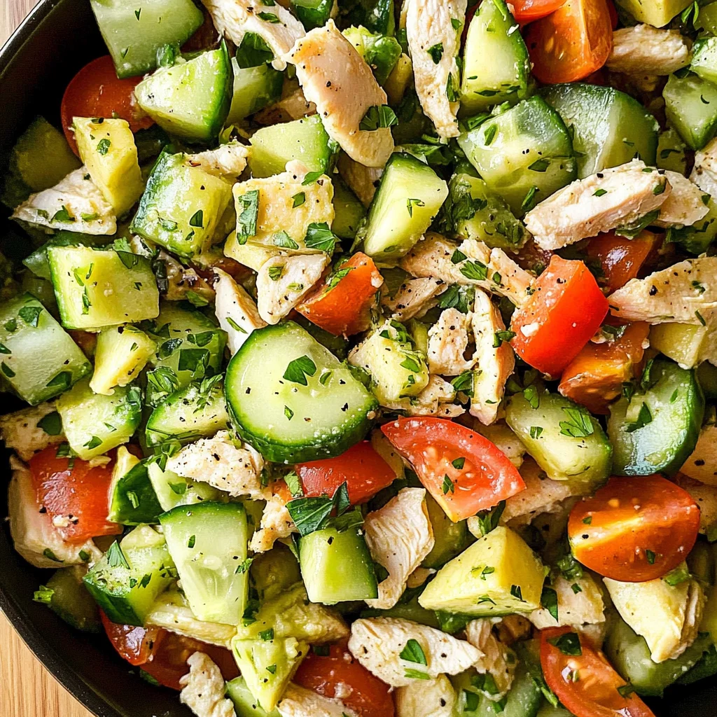 Chicken Cucumber Avocado Salad (NO COOK)