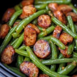 Air Fryer Green Beans and Smoked Sausage