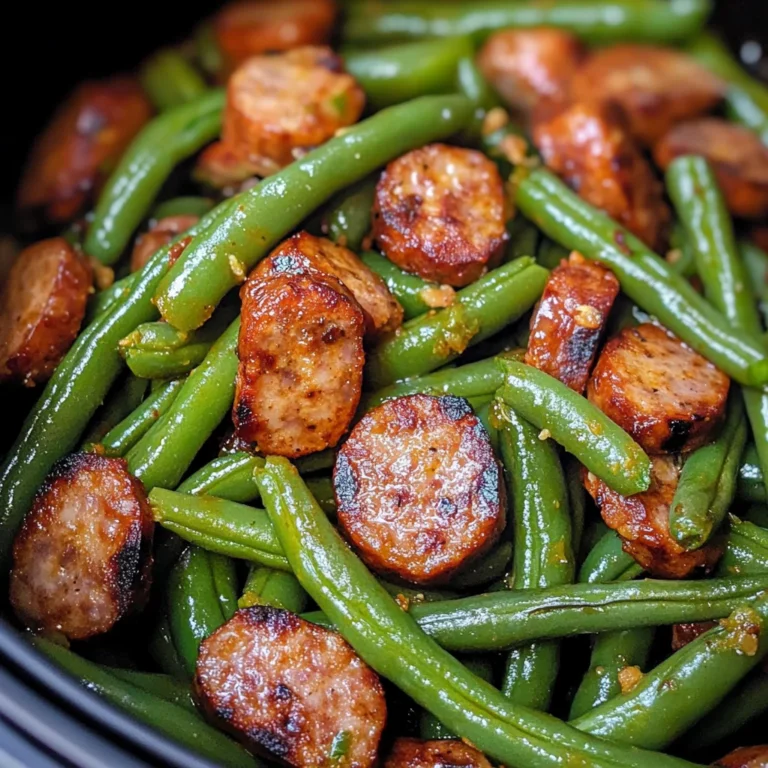 Air Fryer Green Beans and Smoked Sausage