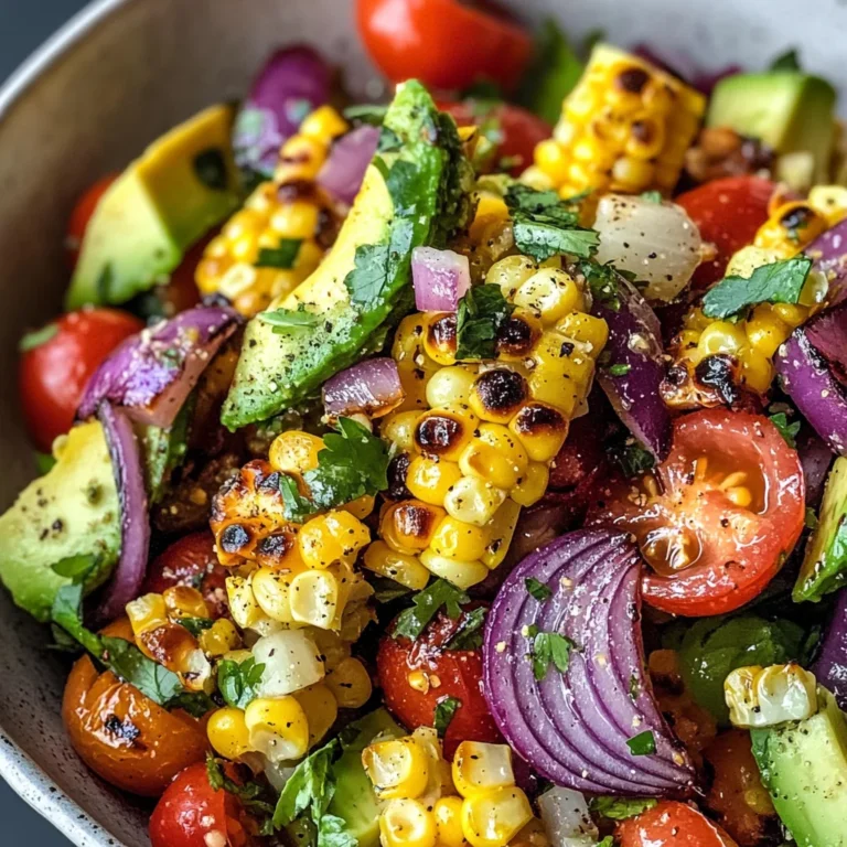 Charred Corn Avocado Salad with Roasted Red Onions