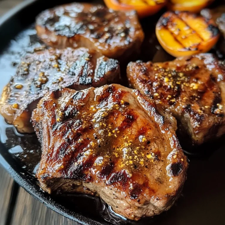 Juicy Grilled beef Chops with Spicy Peach Glaze