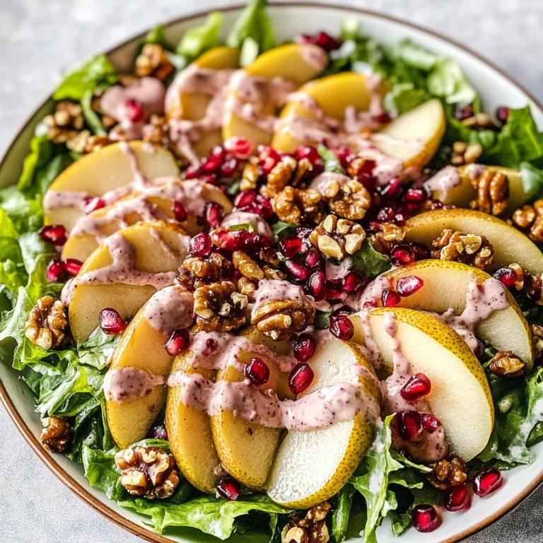Pear Salad with Creamy Pomegranate Dressing