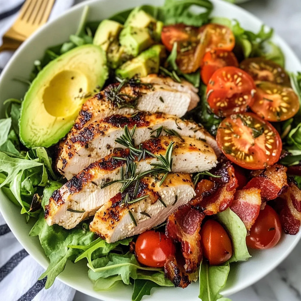 Rosemary Chicken, Turkey Bacon and Avocado Salad