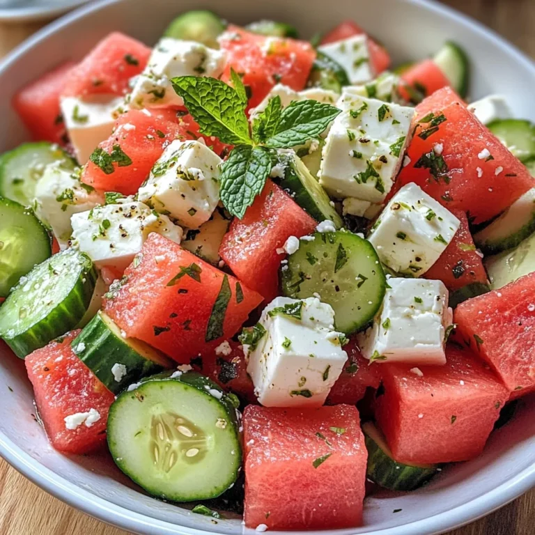 SIMPLE Watermelon + Cucumber + Feta Salad