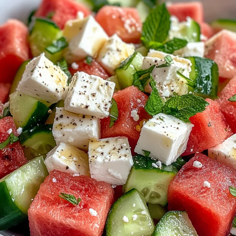 SIMPLE Watermelon + Cucumber + Feta Salad
