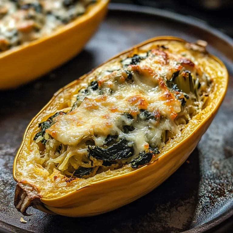 Spinach and Artichoke Stuffed Spaghetti Squash
